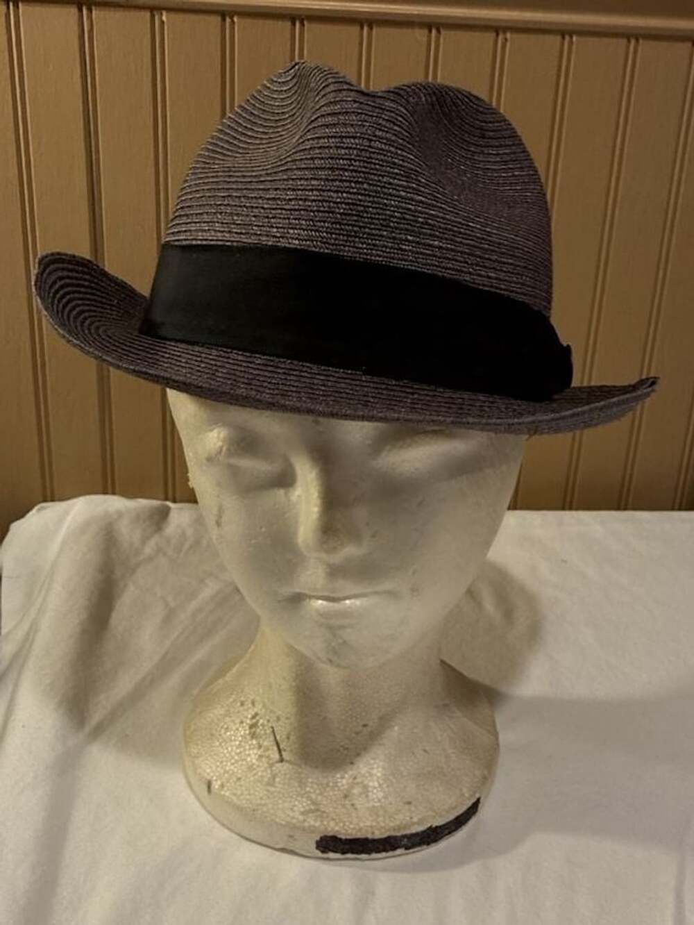Goorin Bros. Gray Woven Straw Fedora / Trilby Hat – Medium – Made in USA
